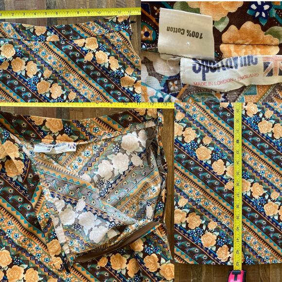 Vintage 1970s Spectramic London Floral Stripe Maxi Skirt – Made in England, Rare - Picture 3 of 3